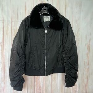 Ci Sono Black Bomber Faux Fur Collar Puffer Jacket (XL)